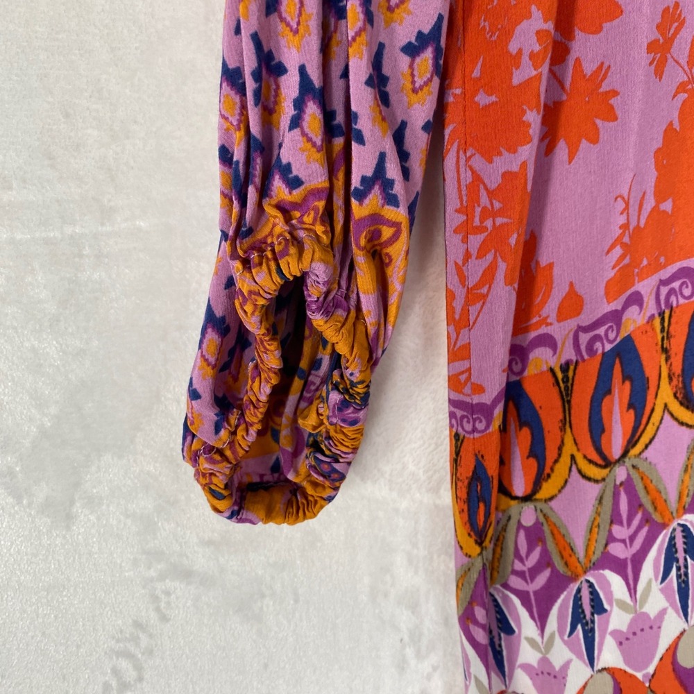 Brooke Webb for Anna & Ava One Size Kimono Robe Duster Boho Floral Orange Purple - Picture 7 of 7